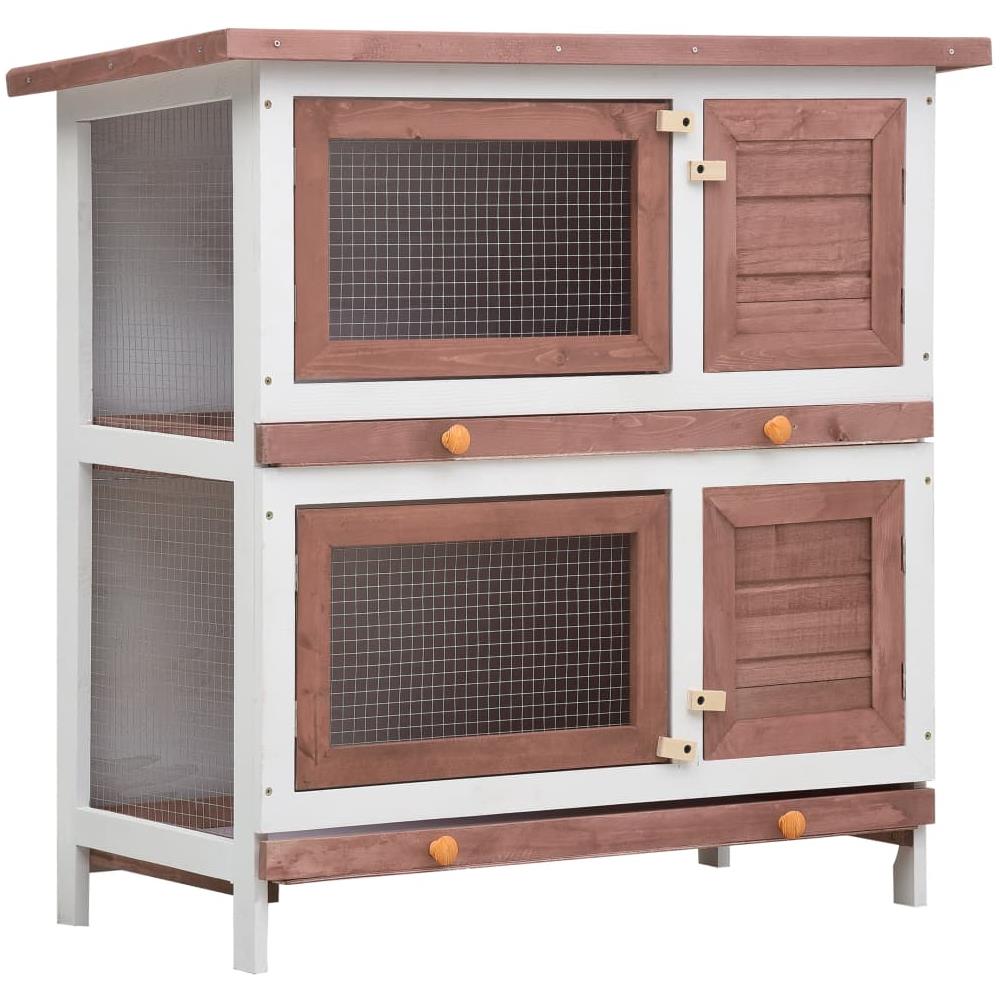 Conigliera Per Esterni Con 4 Porte Marrone In Legno - Foto 1