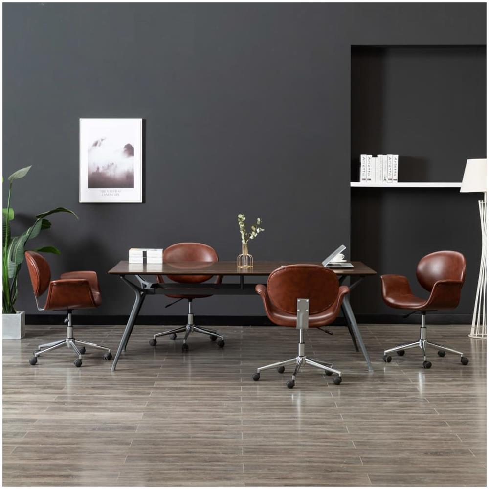 Sedie Da Pranzo Girevoli 4 Pz Marroni In Similpelle - Foto 1