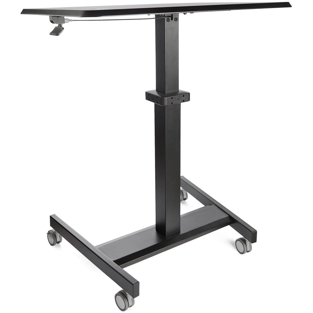 Scrivania Sit-Stand per lavorare in piedi o seduti - Postazione di lavoro ergonomica mobile e regolabile in altezza - Standing workstation - Desk per computer /pc su ruote bloccanti per studenti /insegnati - Foto 2