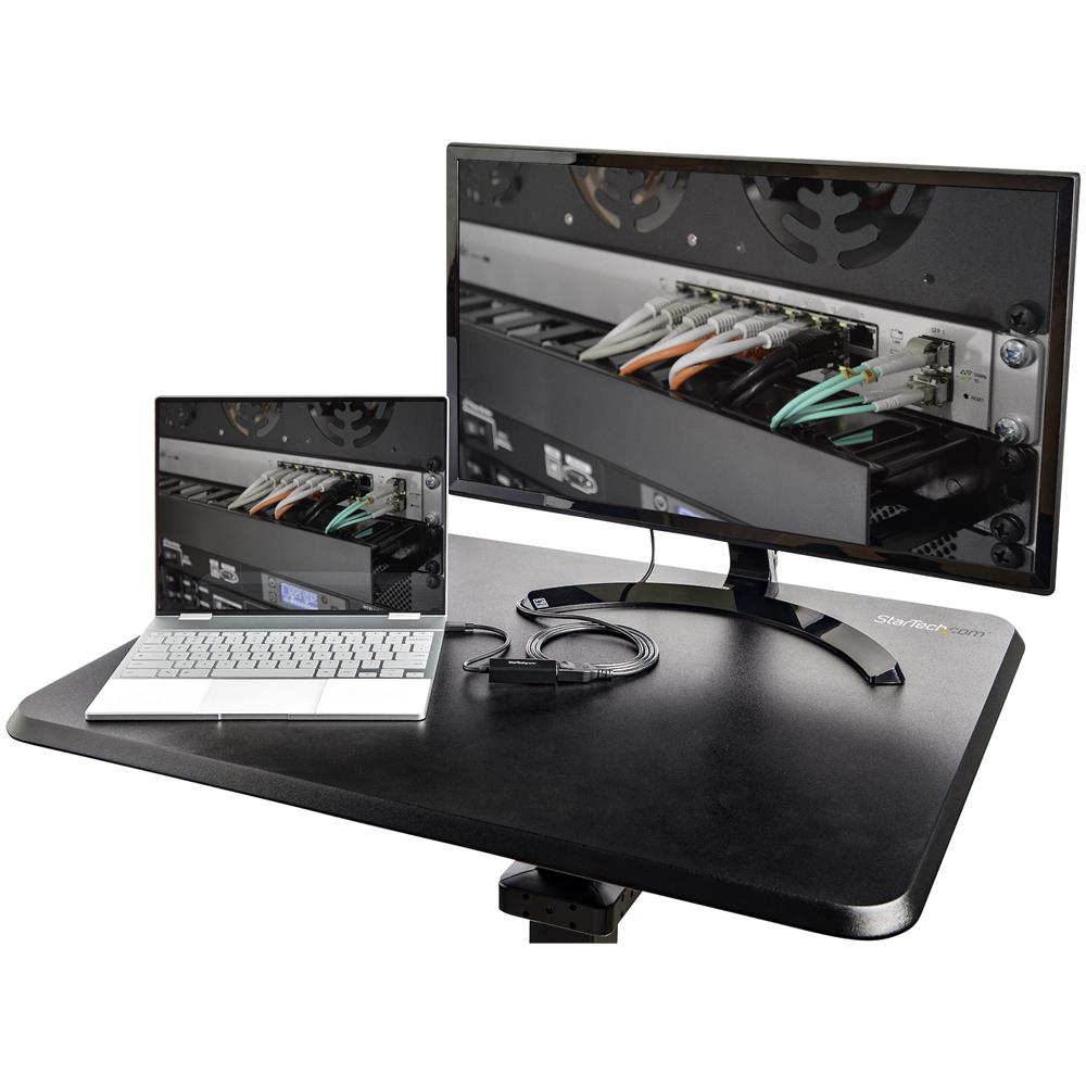 Scrivania Sit-Stand per lavorare in piedi o seduti - Postazione di lavoro ergonomica mobile e regolabile in altezza - Standing workstation - Desk per computer /pc su ruote bloccanti per studenti /insegnati - Foto 10