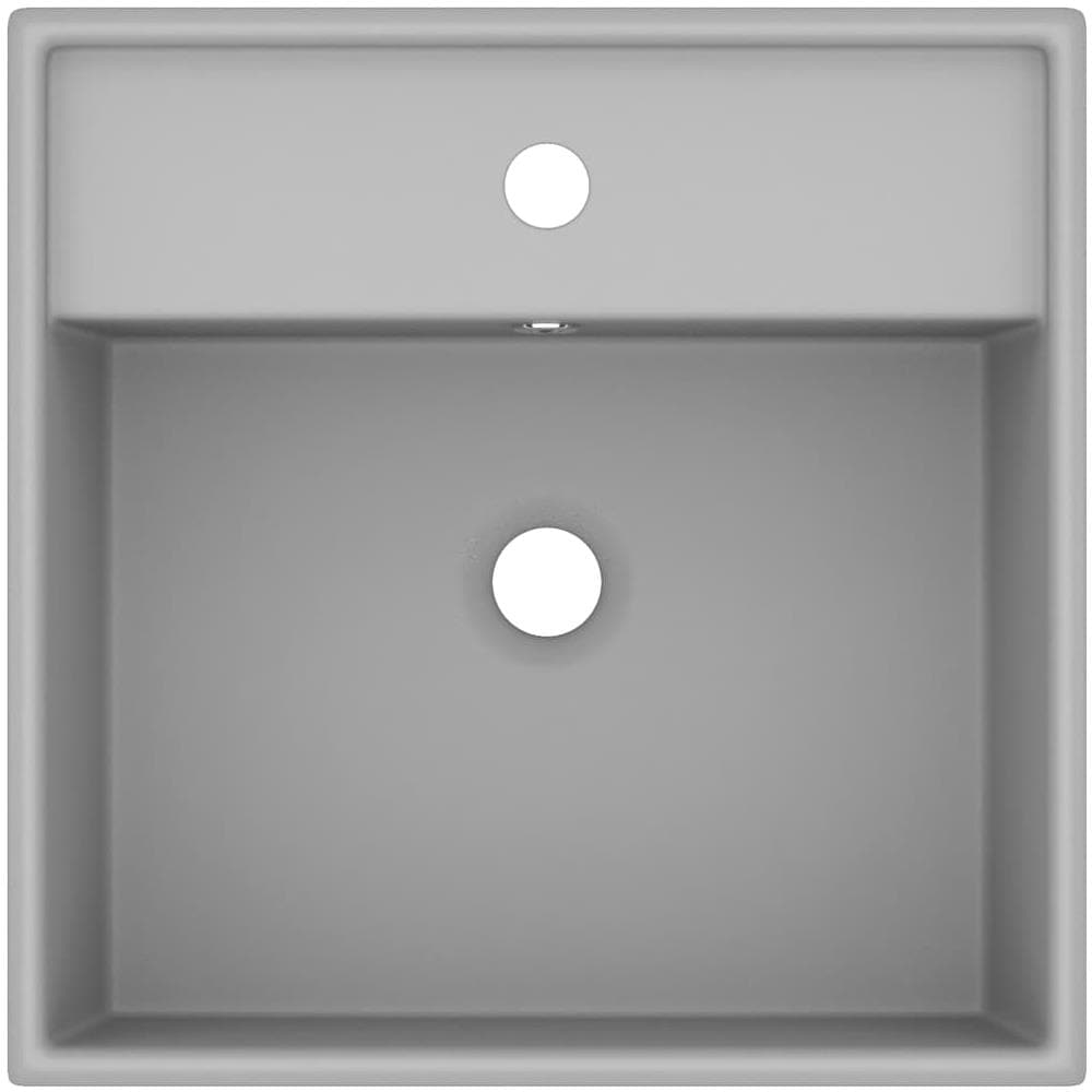 Lavabo Troppopieno Cubico Grigio Chiaro Opaco 41x41cm Ceramica - Foto 6