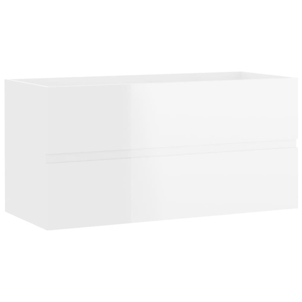 Mobile Lavabo Bianco Lucido 90x38,5x45 cm in Legno Multistrato - Foto 2