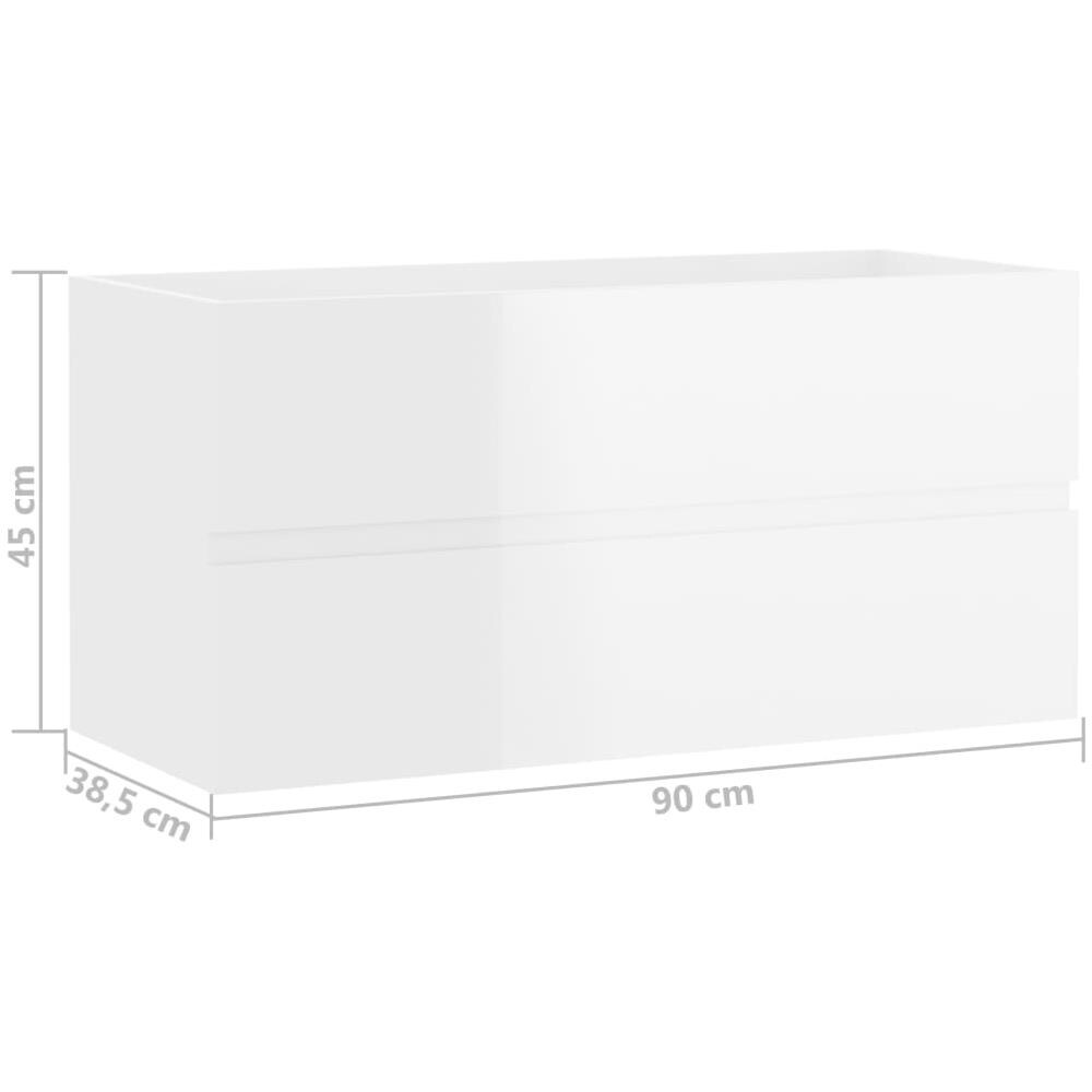 Mobile Lavabo Bianco Lucido 90x38,5x45 cm in Legno Multistrato - Foto 8