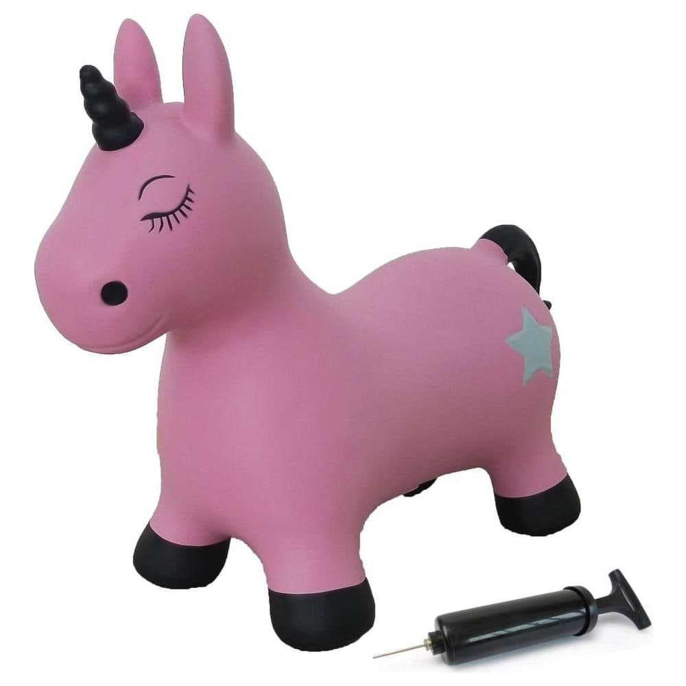 Animale salterino Unicorno rosa fucsia con pompa - Foto 1