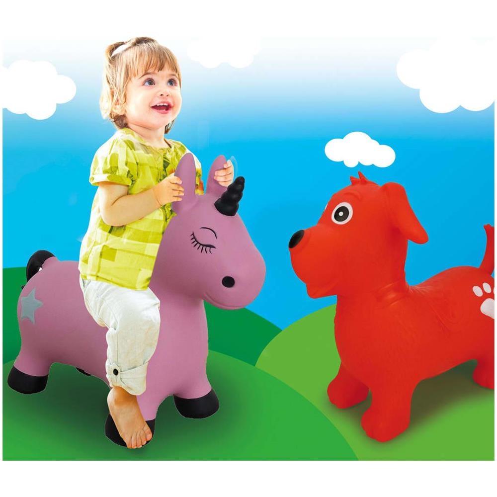 Animale salterino Unicorno rosa fucsia con pompa - Foto 2