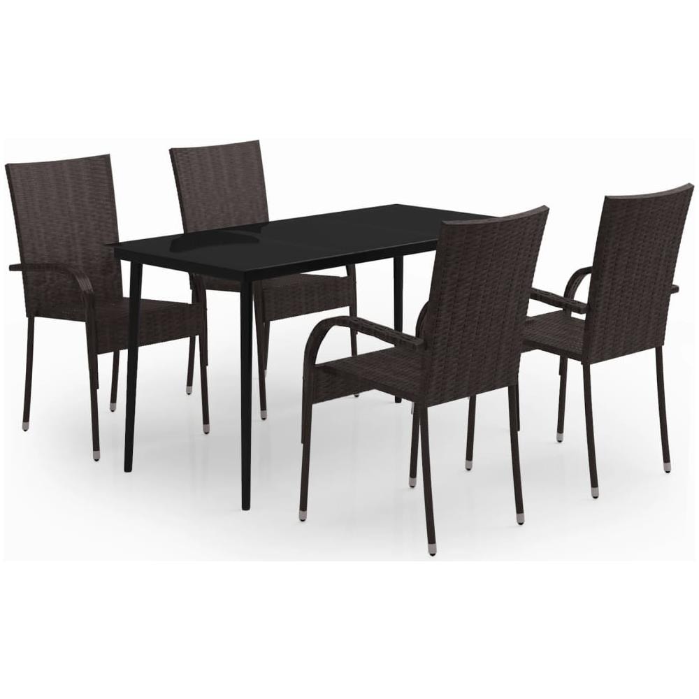 Set Da Pranzo Da Giardino 5 Pz Marrone E Nero - Foto 2