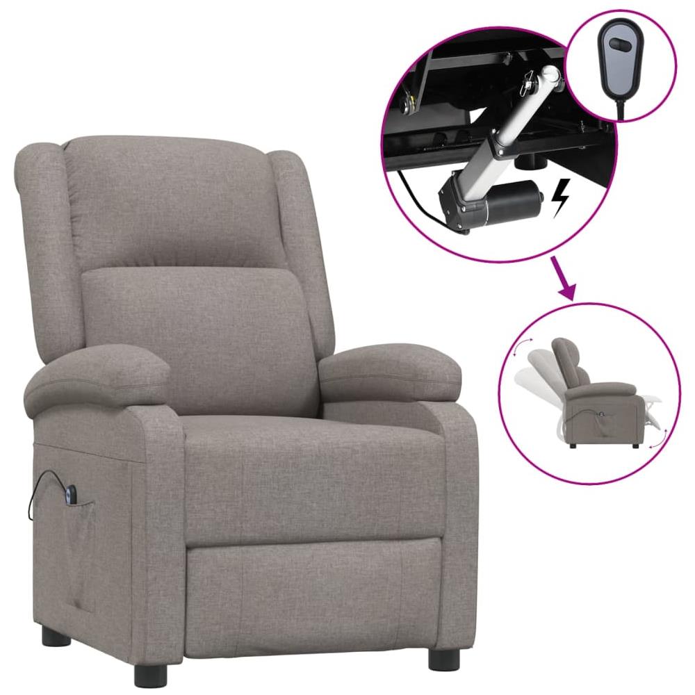 Poltrona Elettrica Reclinabile Tortora In Tessuto - Foto 1