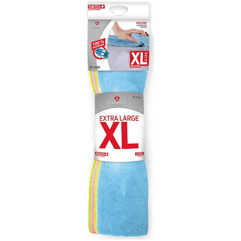 Blaumann At-3882 Set 4 Strofinacci Da Cucina Microfibra, Panni Morbidi Per Asciugare Assorbenti Multicolore - Foto 2