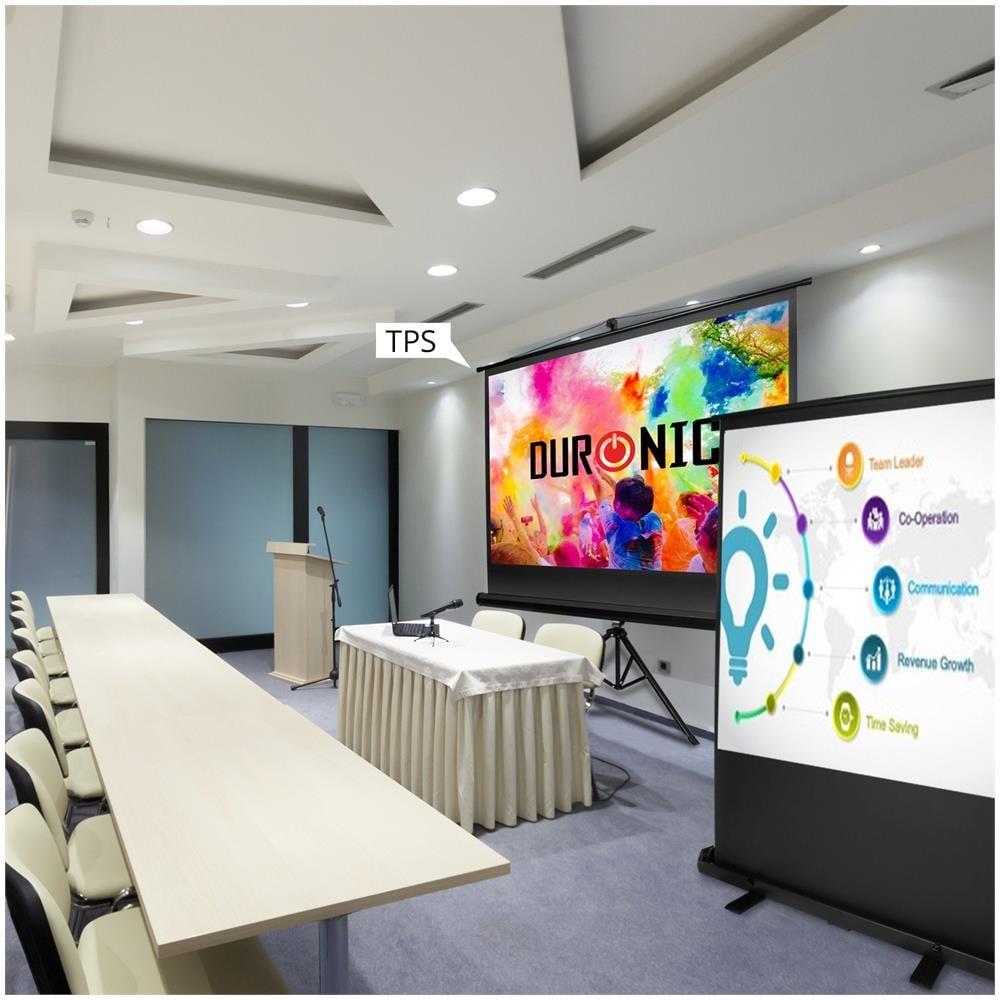 Fps80 / 43 Schermo Di Proiezione 80” Formato 4:3 / 163 X 122 Cm - Telo Proiettore Retrattile Auto-portante Per Videoproiettore Full Hd 3d 4k - Home Cinema Home Theater Ufficio - Foto 2