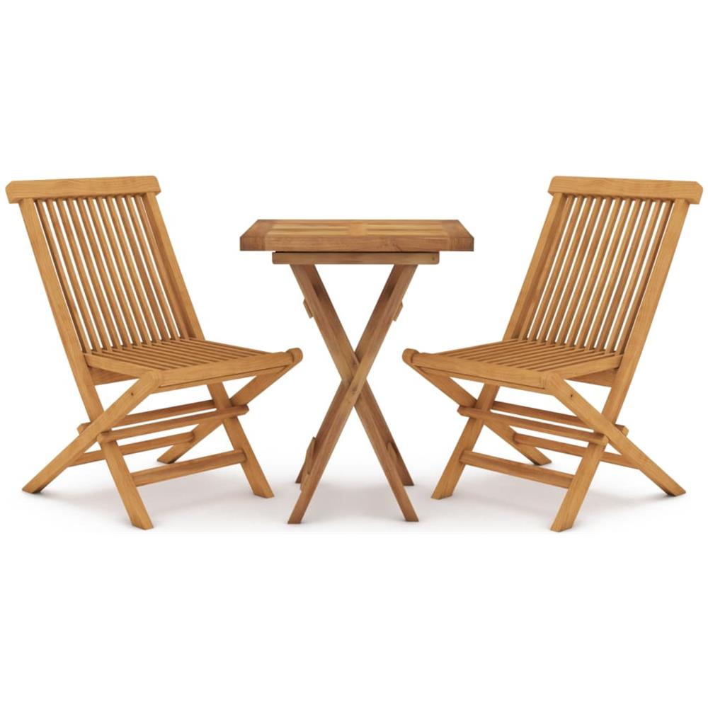 Set Da Pranzo Per Giardino 3 Pz In Legno Massello Di Teak - Foto 2