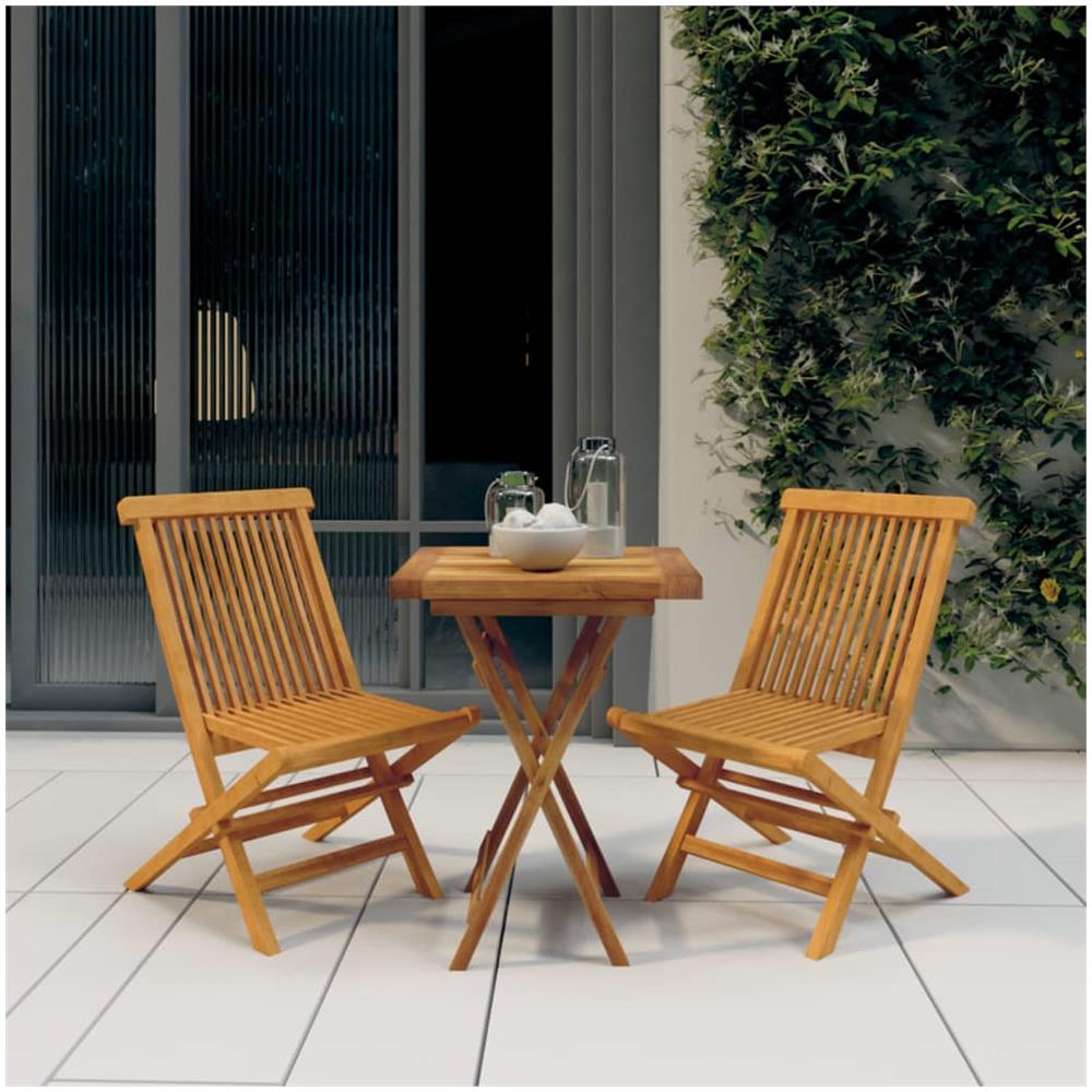 Set Da Pranzo Per Giardino 3 Pz In Legno Massello Di Teak - Foto 1