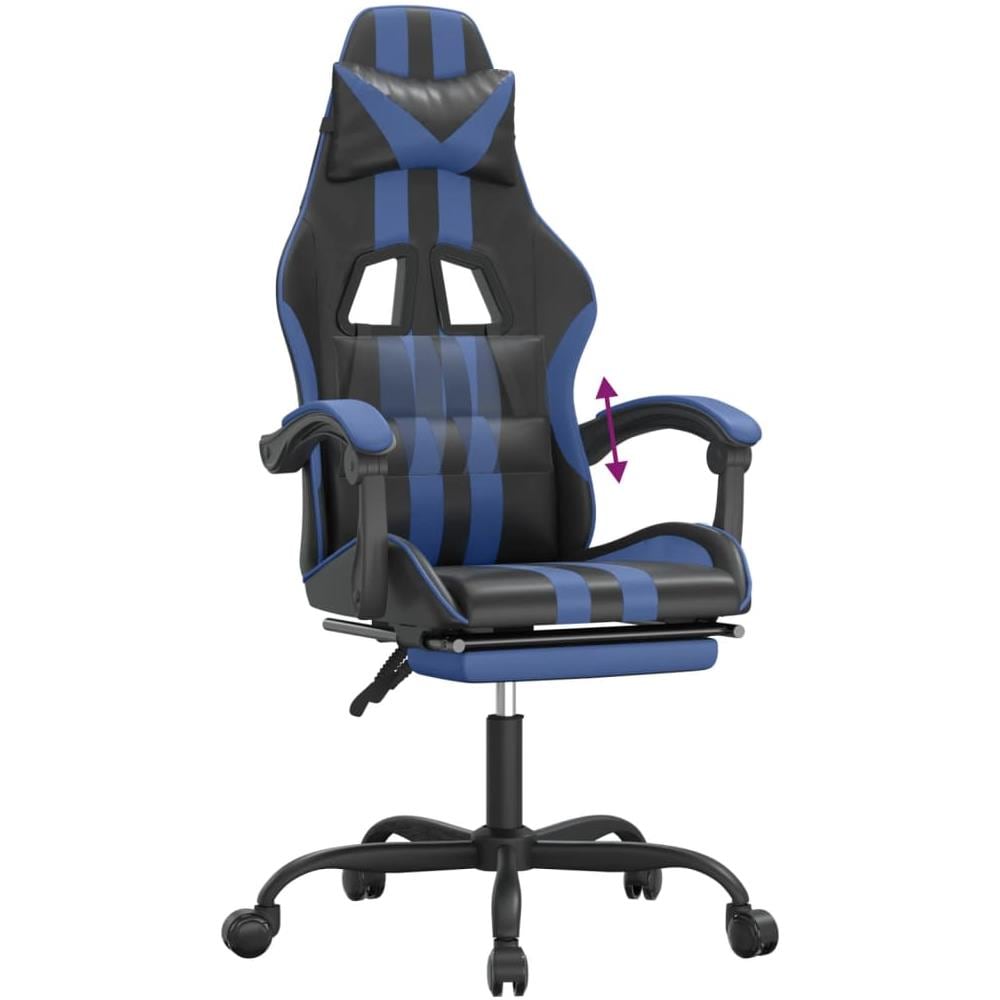 Sedia Da Gaming Con Poggiapiedi Nero E Blu In Similpelle - Foto 2