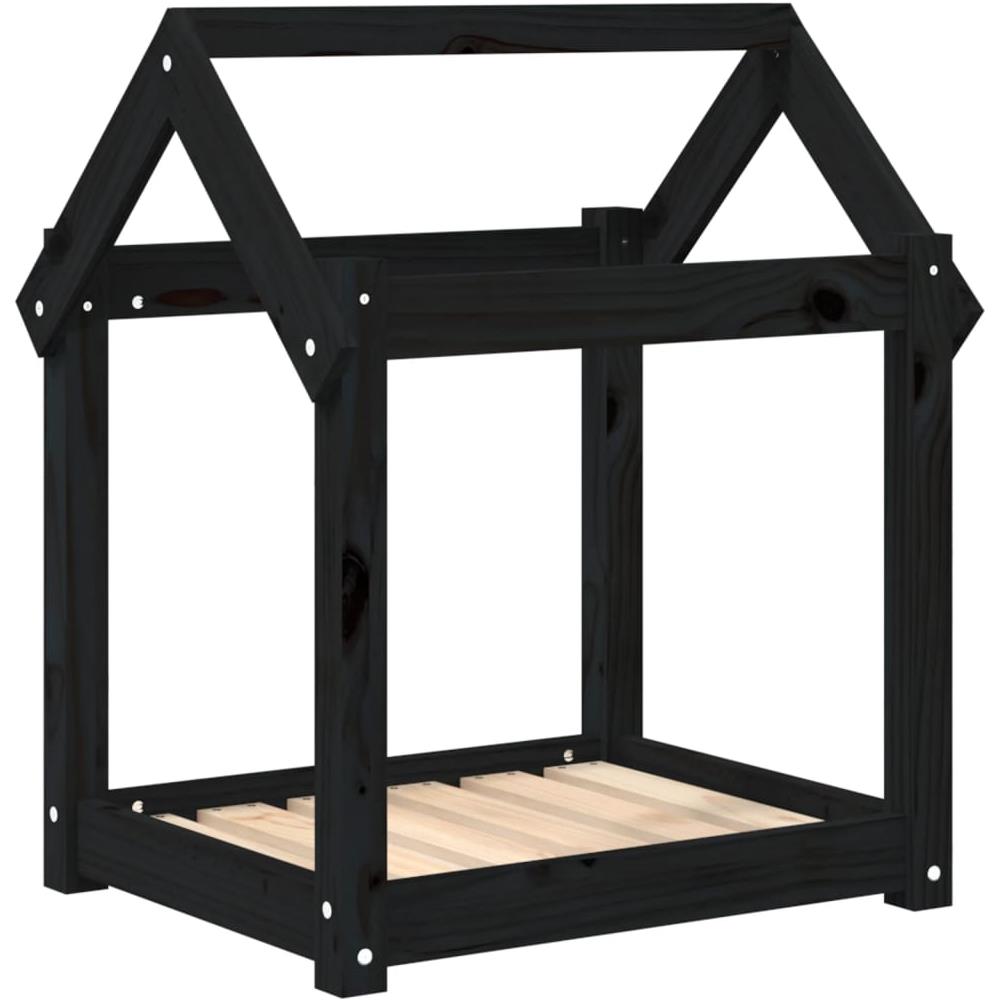 Cuccia per Cani Nera 61x50x70 cm in Legno Massello di Pino - Foto 1