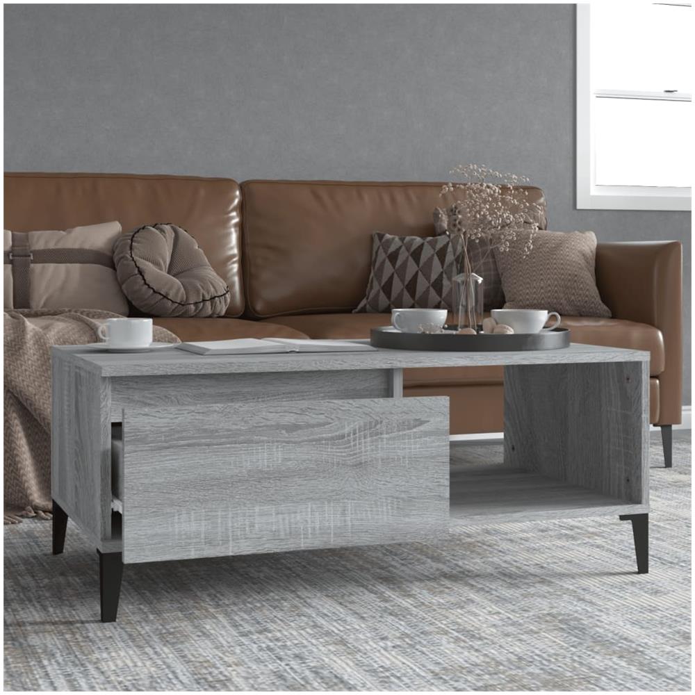 Tavolino Salotto Grigio Sonoma 90x50x36,5 Cm Legno Multistrato - Foto 1