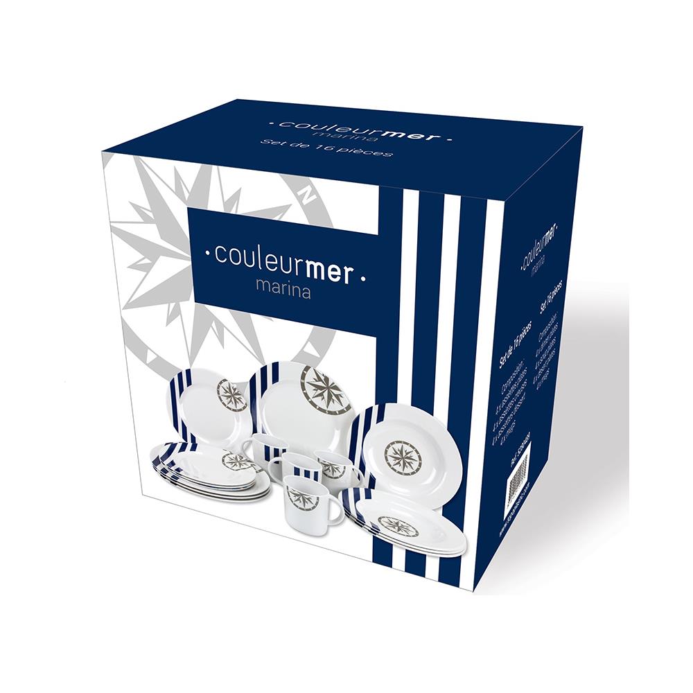 Marina Set Per 4 Personestoviglie Realizzate In Melamina Colorata.scatola Da 16 Pezzi Contenente: 4 Piatti Piani Cm 254 Piatti Fondi Cm 22,54 Piatti Da Dessert Cm 224 Mug - Foto 2