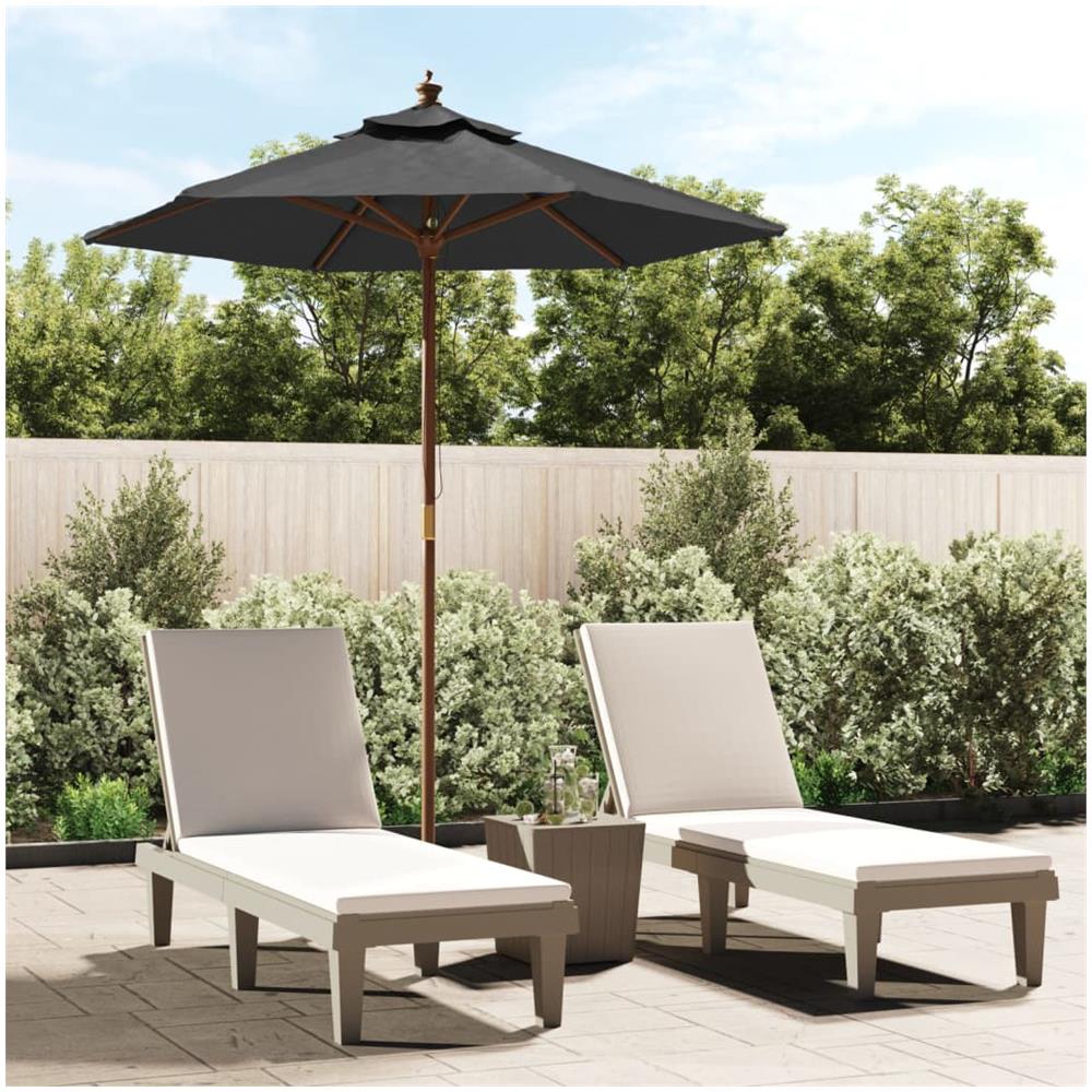 Ombrellone Da Giardino Con Palo In Legno Antracite 196x231 Cm - Foto 1