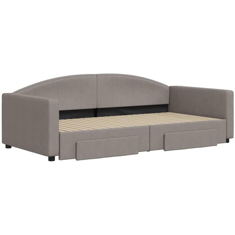 Divano Letto Estraibile Con Cassetti Tortora 100x200 Cm Tessuto - Foto 2