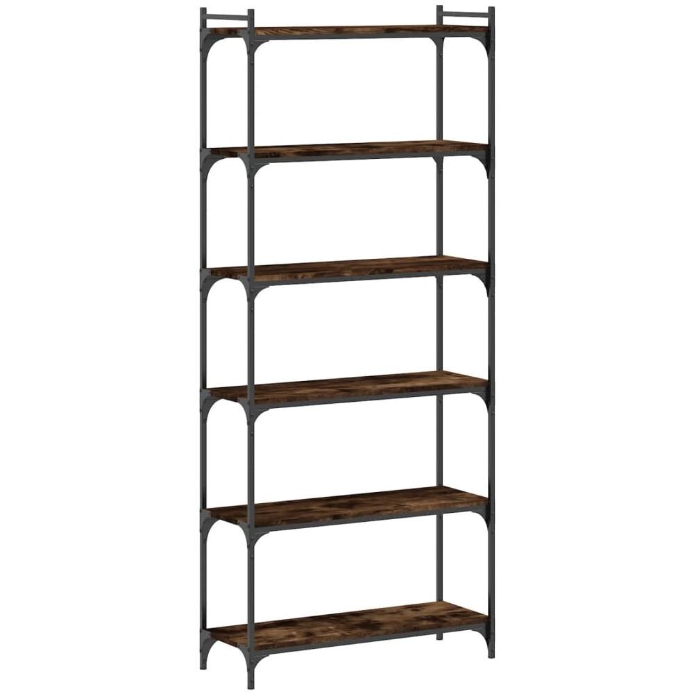 Libreria A 6 Ripiani Rovere Fumo 80x30x188 Cm Legno Multistrato - Foto 2