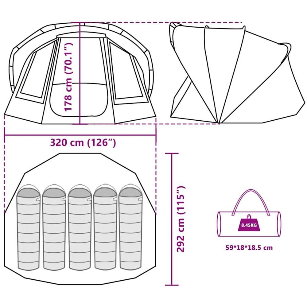 Tenda da Pesca per 5 Persone Marrone Impermeabile - Foto 10