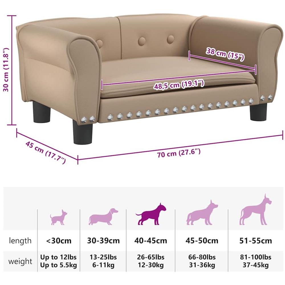 Lettino per Cani Cappuccino 70x45x30 cm in Similpelle - Foto 7