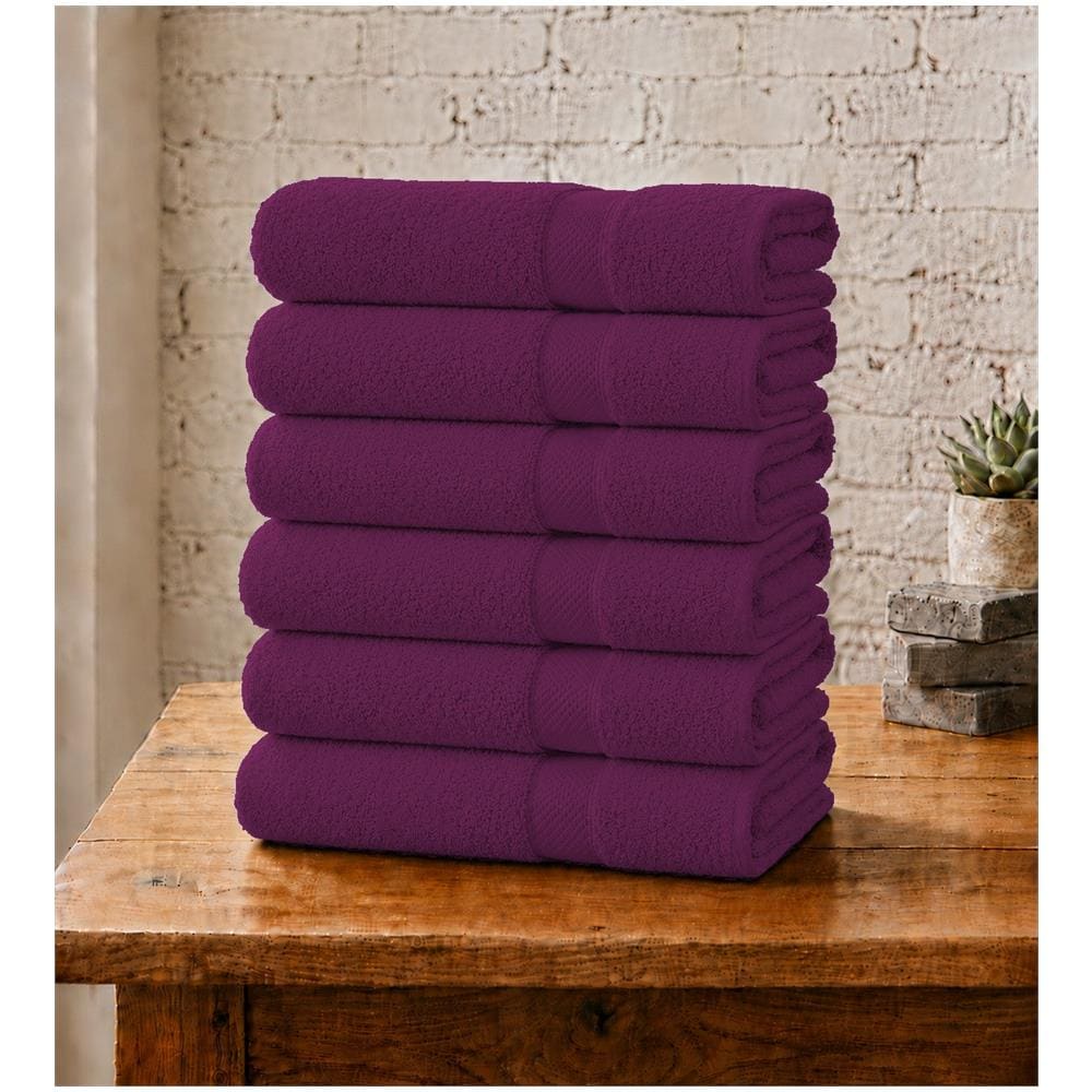 Set 6 Asciugamani Viso 55x100 cm - Eleganza e Comfort per il Tuo Bagno - Dark Purple (Prugna) - Foto 1
