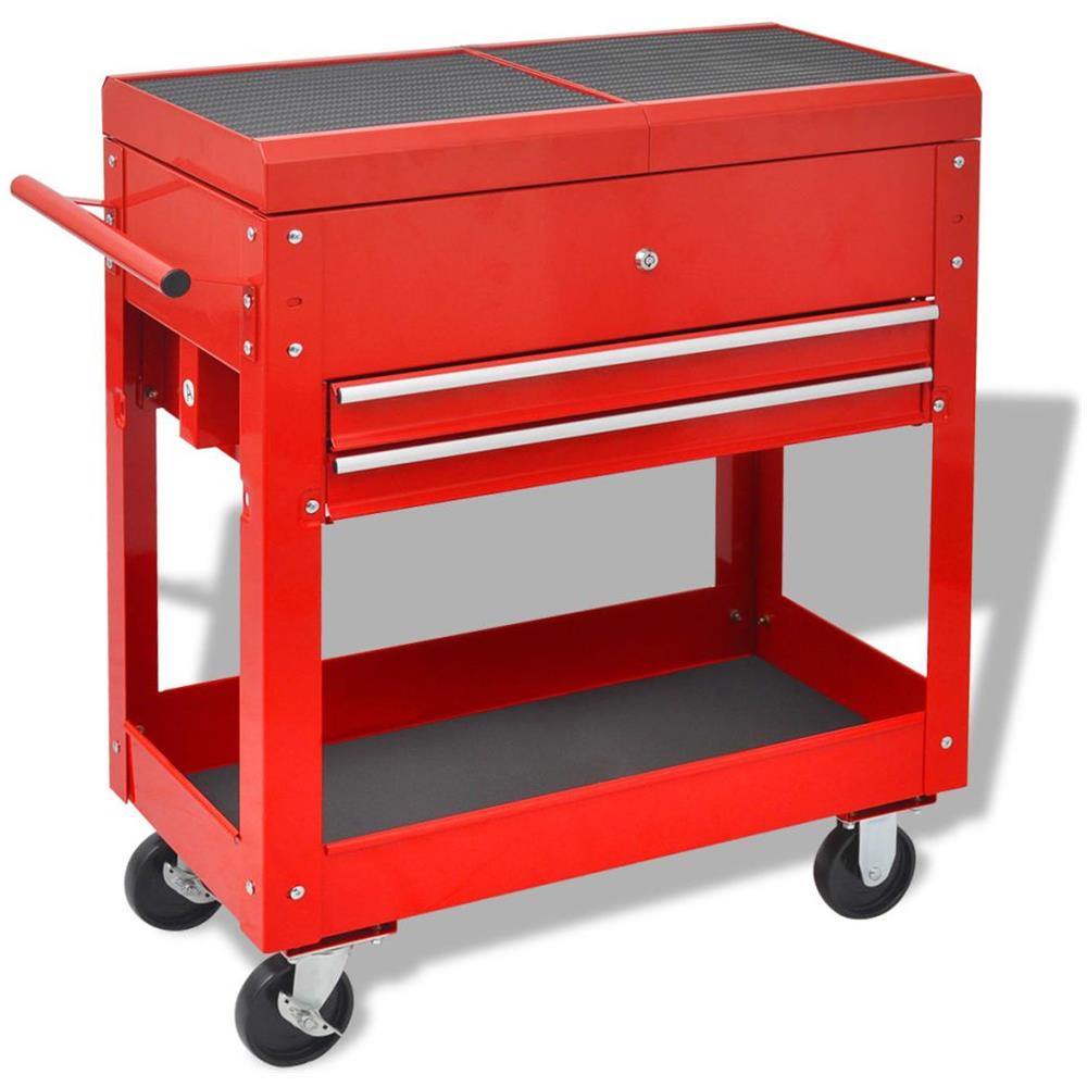 Carrello Portautensili Da Officina Con 2 Cassetti Rosso - Foto 2
