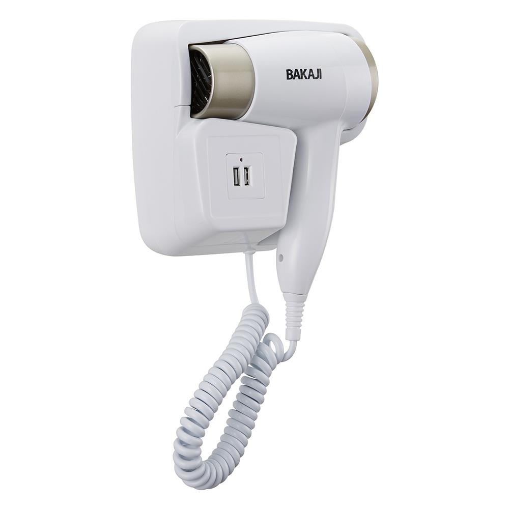 Asciugacapelli Parete Muro Hotel Phon Asciuga Capelli Bagno 1300w 2 Ingressi Usb - Foto 3