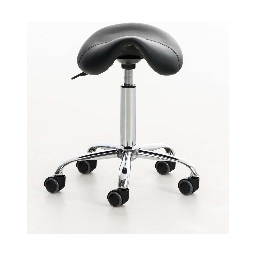 Sgabello da Lavoro Reno in Similpelle I Sgabello A Sella Imbottito Regolabile 53-68 CM E Girevole I Sedia Pc Telaio in Metallo Cromato Nero - Foto 2