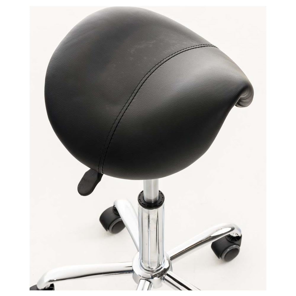 Sgabello da Lavoro Reno in Similpelle I Sgabello A Sella Imbottito Regolabile 53-68 CM E Girevole I Sedia Pc Telaio in Metallo Cromato Nero - Foto 5