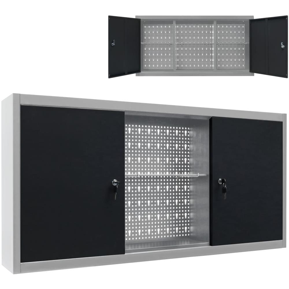 Armadio A Parete Stile Industriale In Metallo Grigio Nero - Foto 1