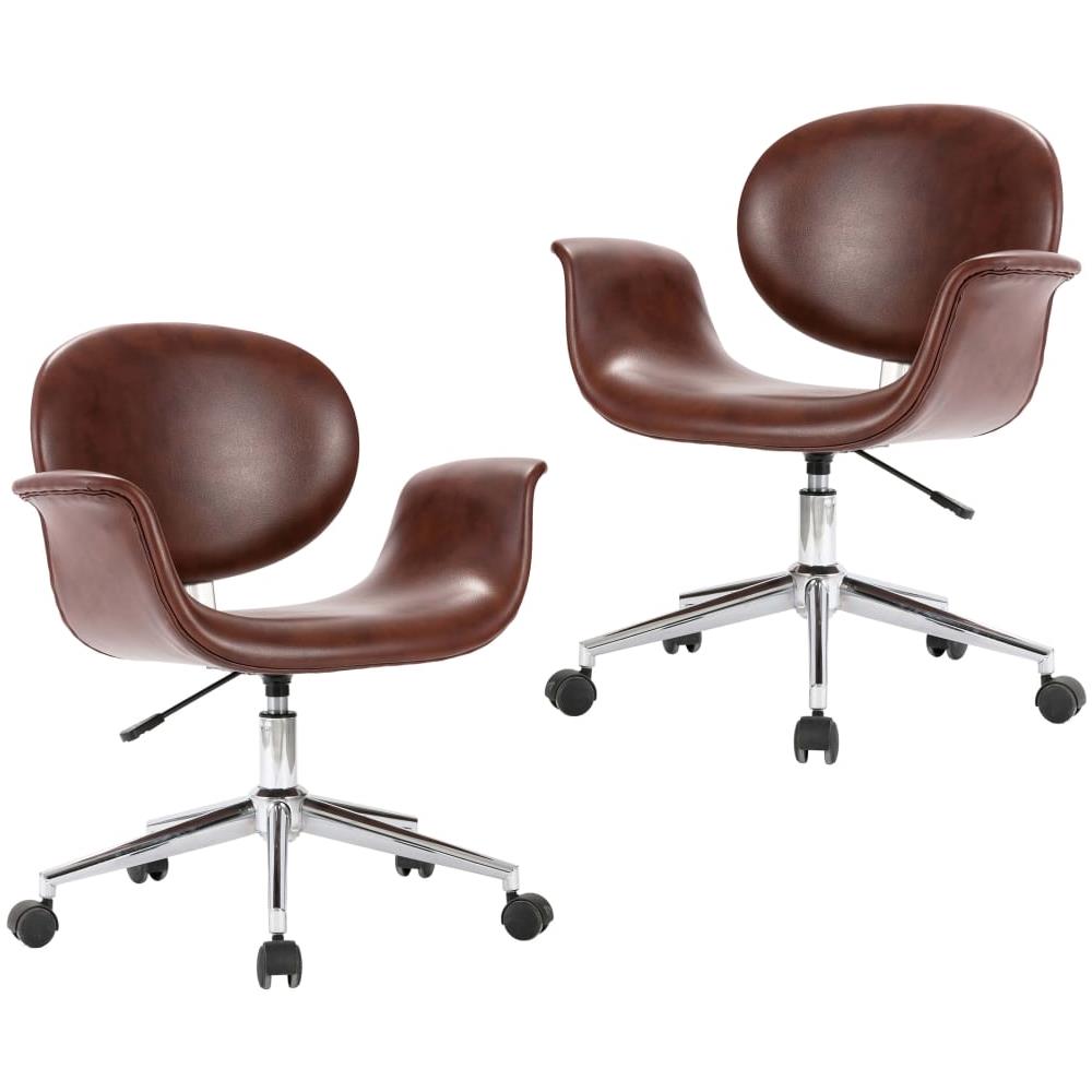 Sedie Da Pranzo Girevoli 2 Pz Marroni In Similpelle - Foto 2