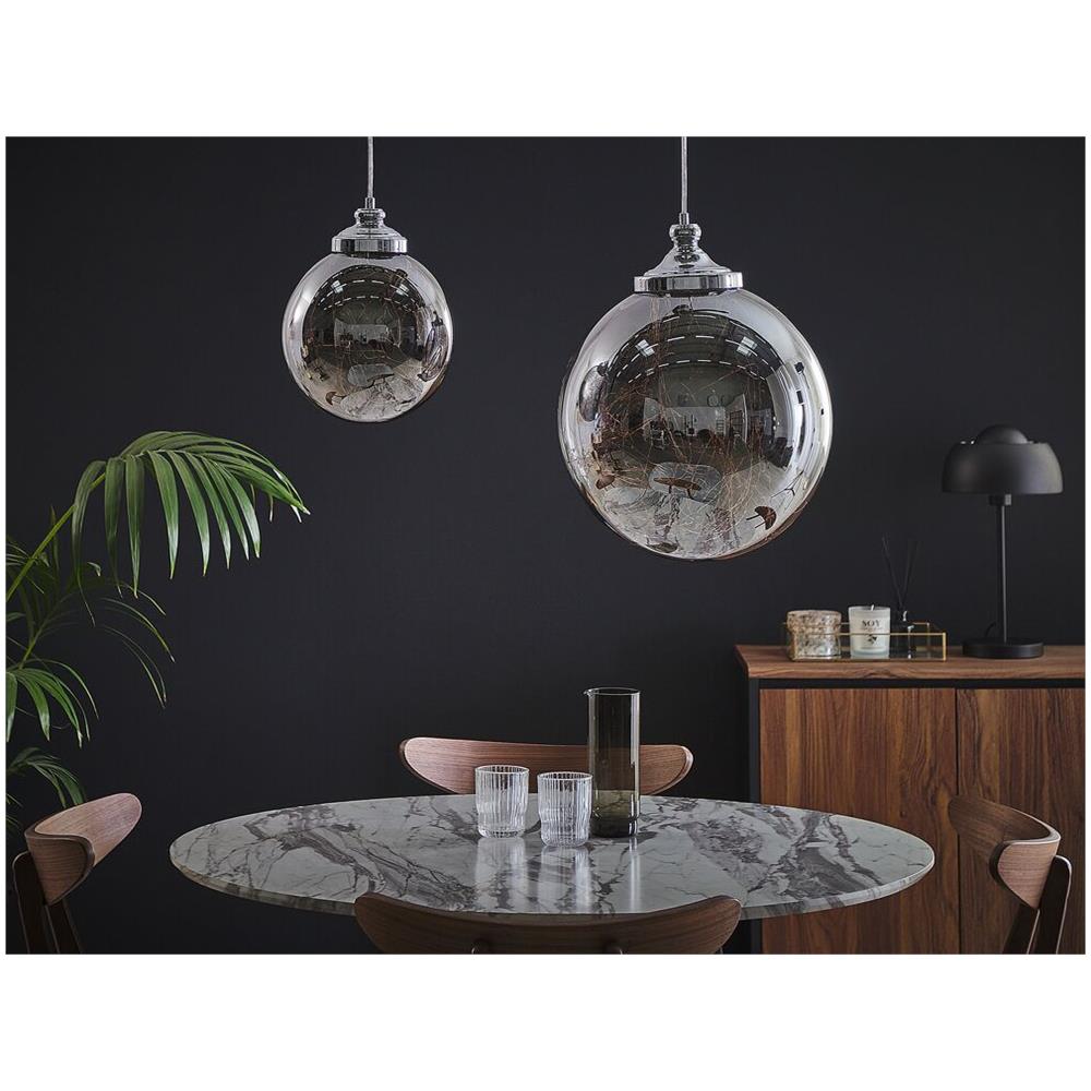 Lampadario In Vetro Color Argento Forma Sferica Beni L - Foto 2