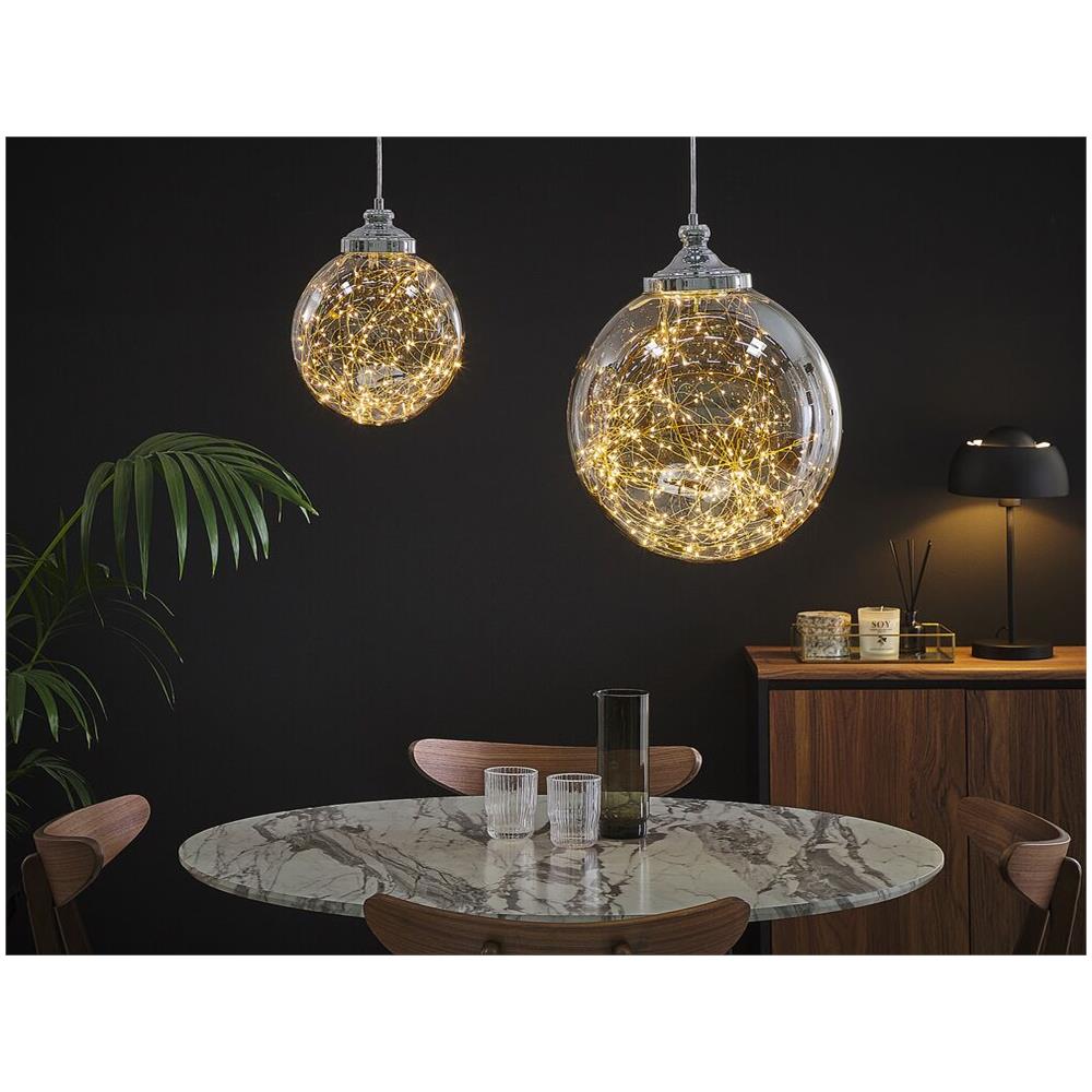 Lampadario In Vetro Color Argento Forma Sferica Beni L - Foto 1