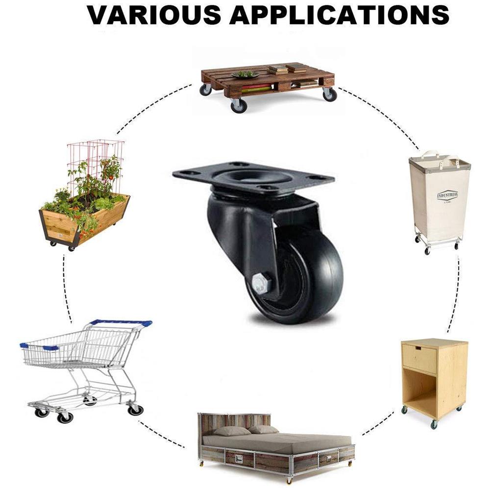 4 Castor Ruote 50mm Viti 200kg Heavy Duty Ruote Girevoli Ruote Ruote In Gomma Per Mobili Carrello Di Bed Workbench - Foto 2