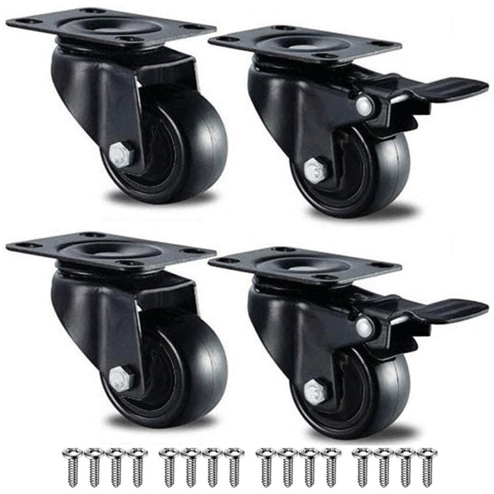 4 Castor Ruote 50mm Viti 200kg Heavy Duty Ruote Girevoli Ruote Ruote In Gomma Per Mobili Carrello Di Bed Workbench - Foto 1
