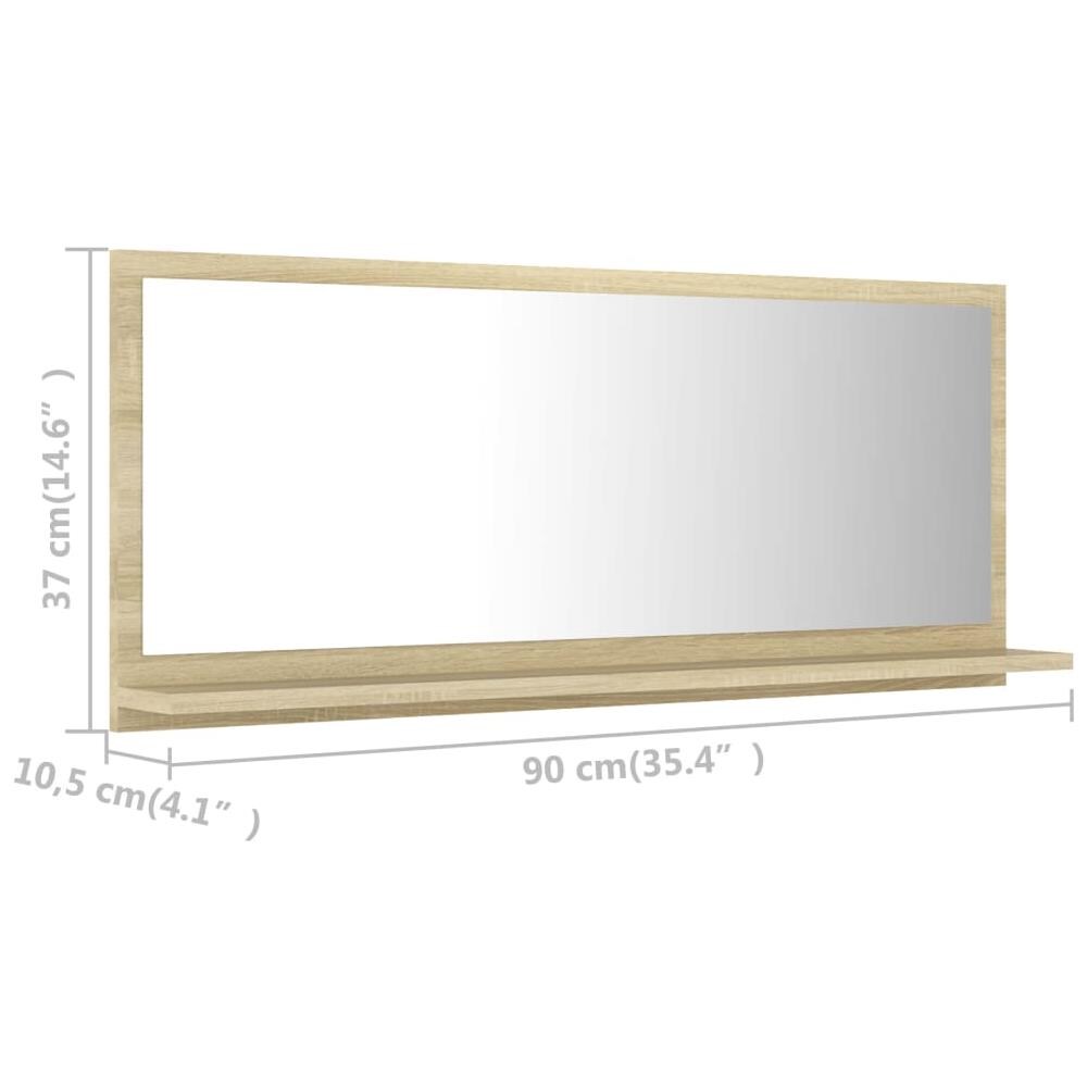 Specchio da Bagno Rovere Sonoma 90x10,5x37 cm Legno Multistrato - Foto 7