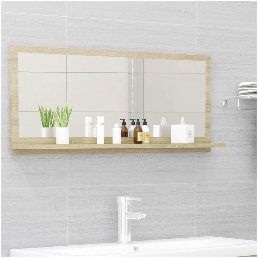Specchio da Bagno Rovere Sonoma 90x10,5x37 cm Legno Multistrato - Foto 1