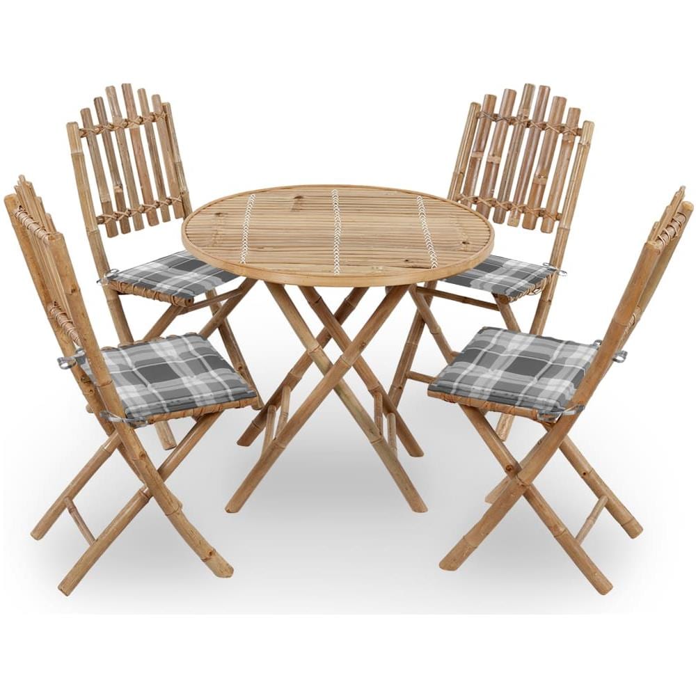 Set da Pranzo da Giardino 5 pz Pieghevole con Cuscini in Bambù - Foto 1
