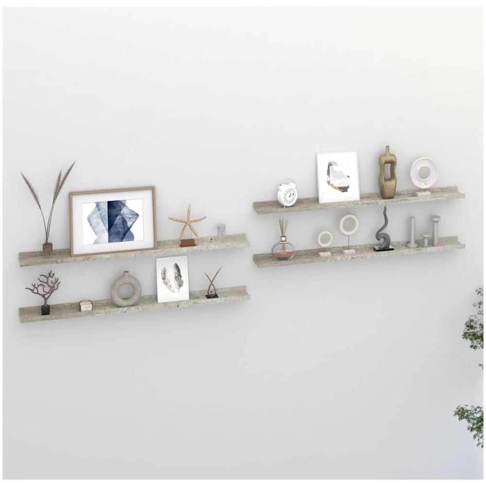 Mensole A Muro VitaXL 2 Pezzi Grigio Cemento - In Multistrato 75x18x20 Cm, Design Moderno E Facile Montaggio