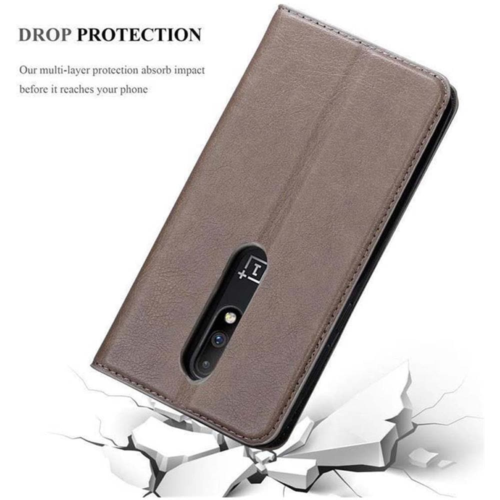 Custodia Compatibile Con Oneplus 7 In Bruno Caffè - Coperchio Protettiva Con Chiusura Magnetica, Funzione Stand E Tasca Per Le Carte - Foto 8