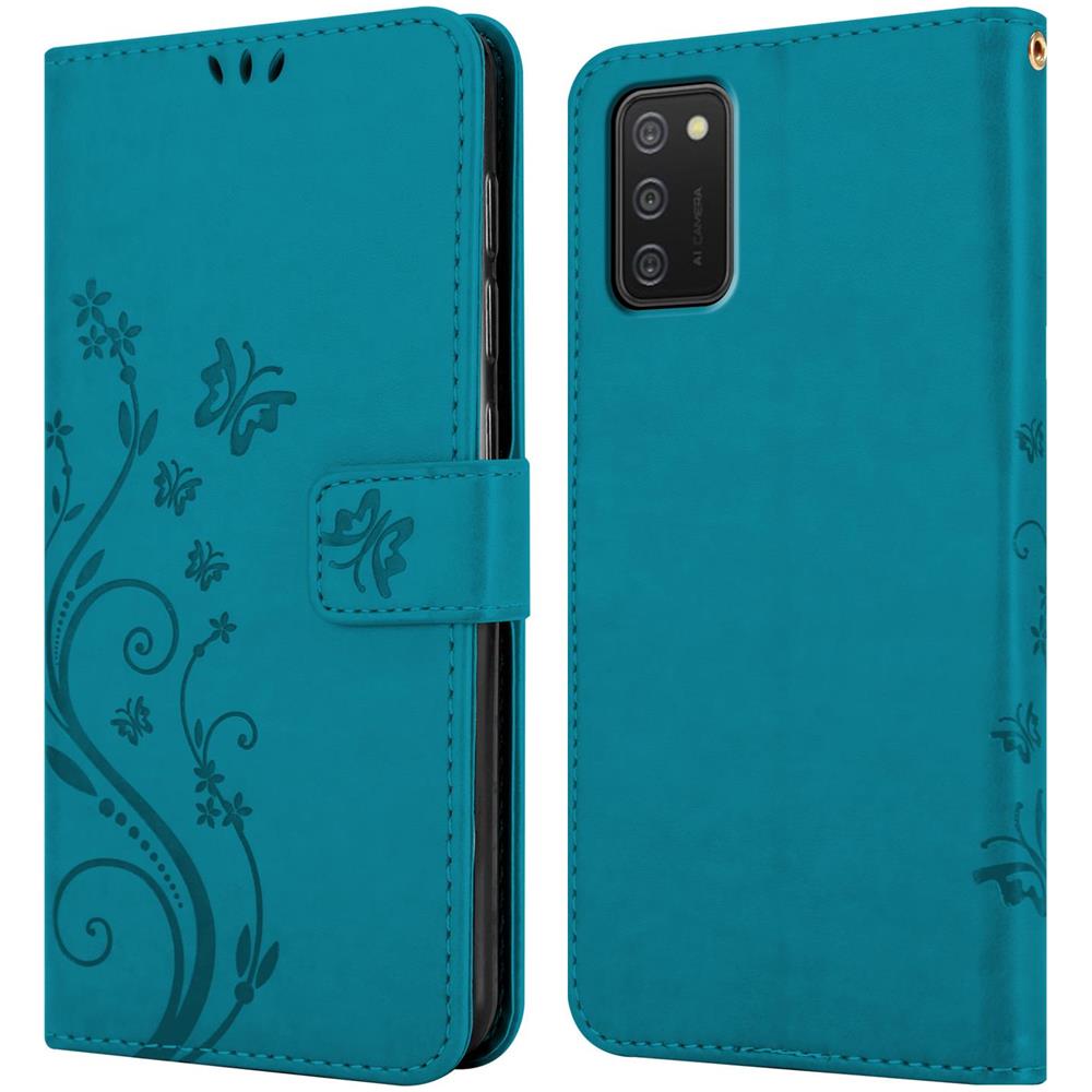 Cadorabo Custodia Compatibile Con Samsung Galaxy A02s In Blu Fiore - Coperchio Protettivo In Design Floreale Con Chiusura Magnetica, Funzione Stand E Slot Per Carte - Foto 8
