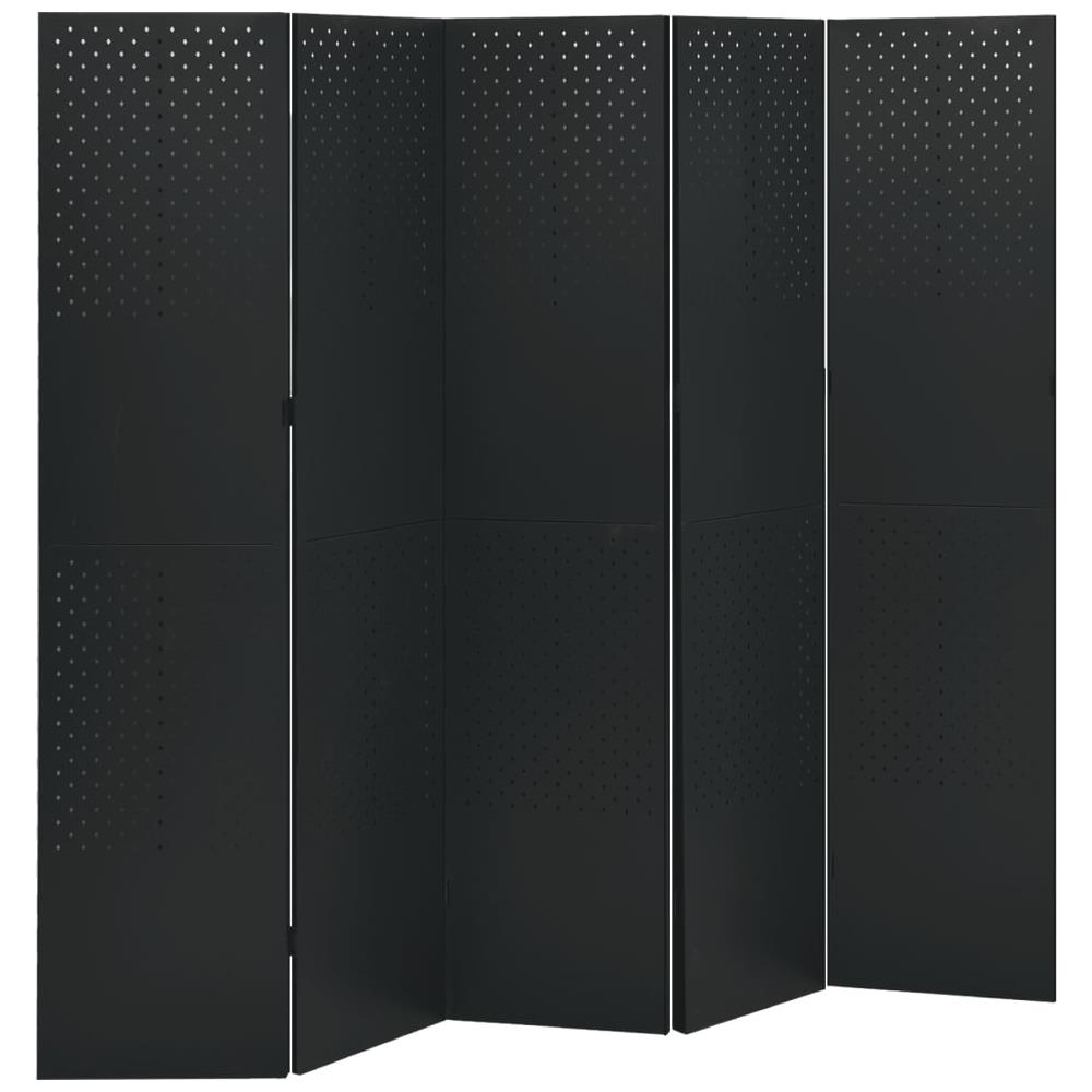 Paravento A 5 Pannelli 2 Pz Nero 200x180 Cm In Acciaio - Foto 2