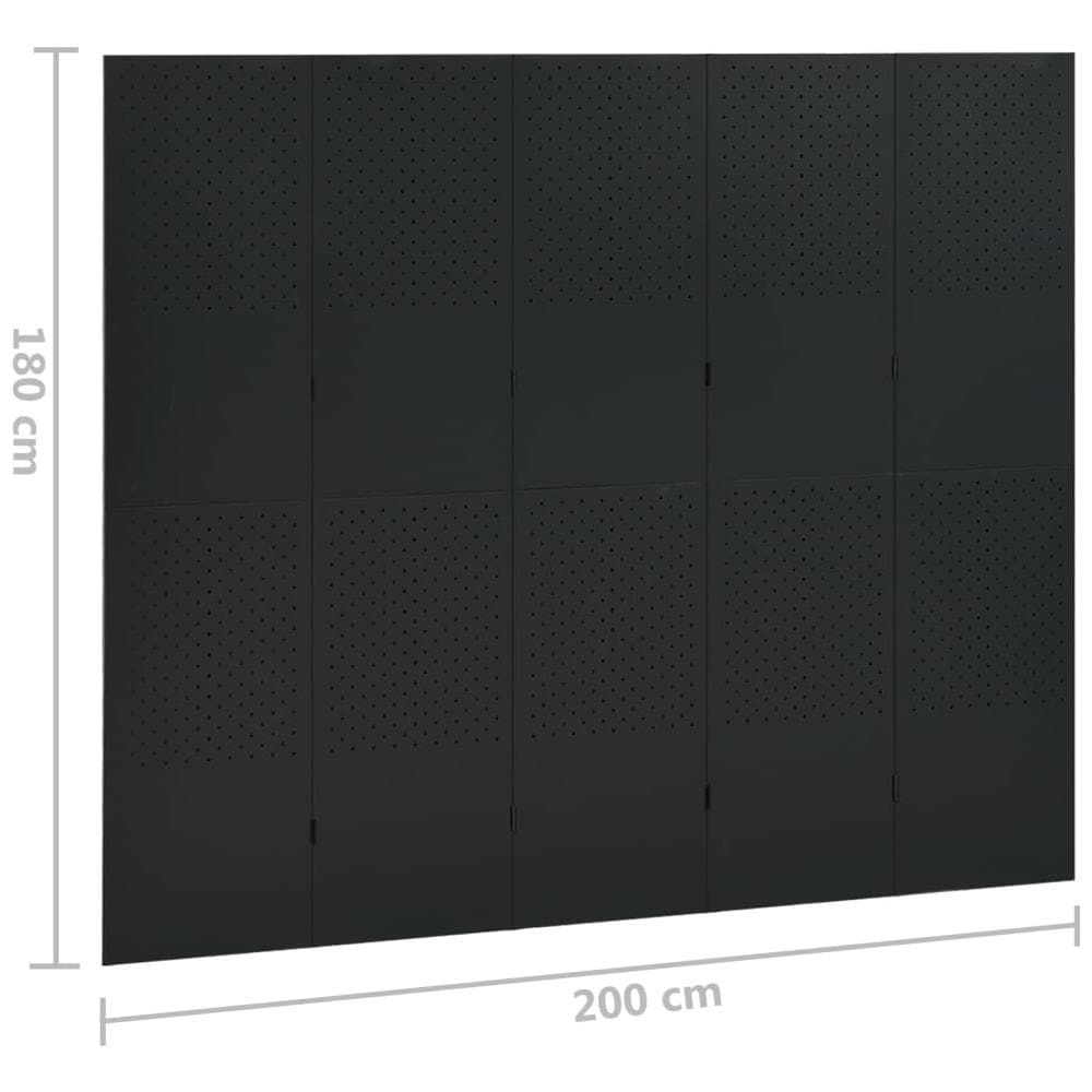 Paravento A 5 Pannelli 2 Pz Nero 200x180 Cm In Acciaio - Foto 9