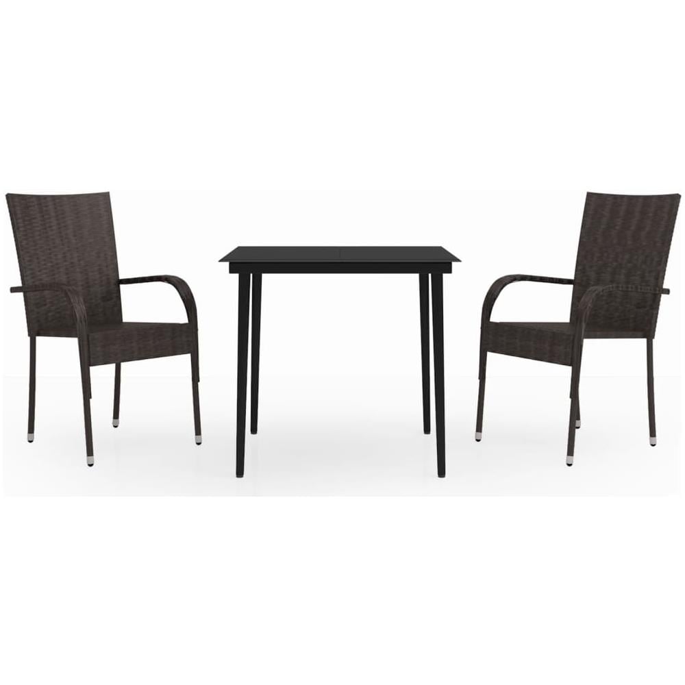 Set Da Pranzo Per Giardino 3 Pz Marrone E Nero - Foto 2