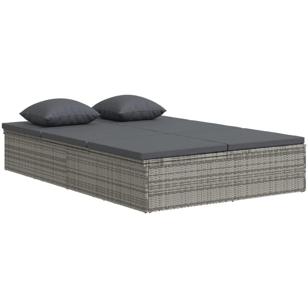 Lettino Reclinabile Con Cuscini In Polyrattan Grigio Scuro - Foto 2
