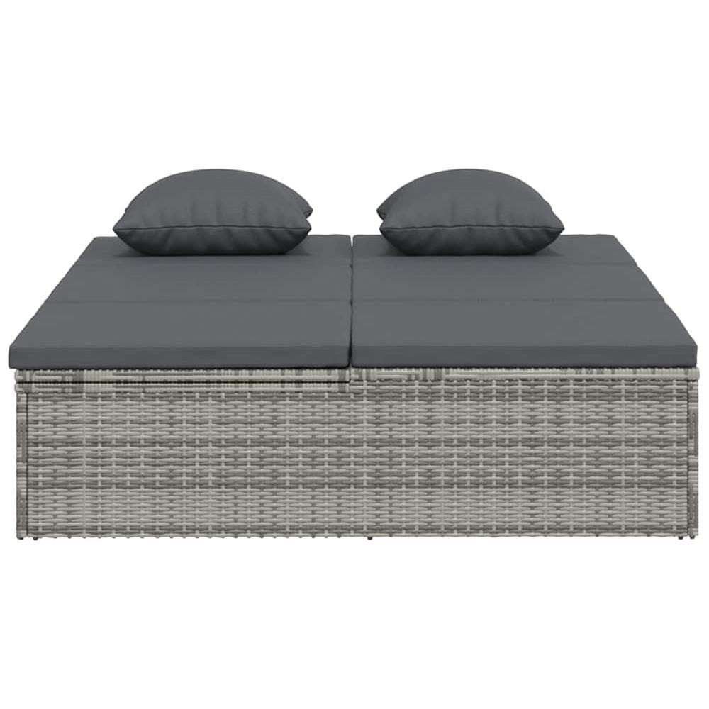 Lettino Reclinabile Con Cuscini In Polyrattan Grigio Scuro - Foto 3