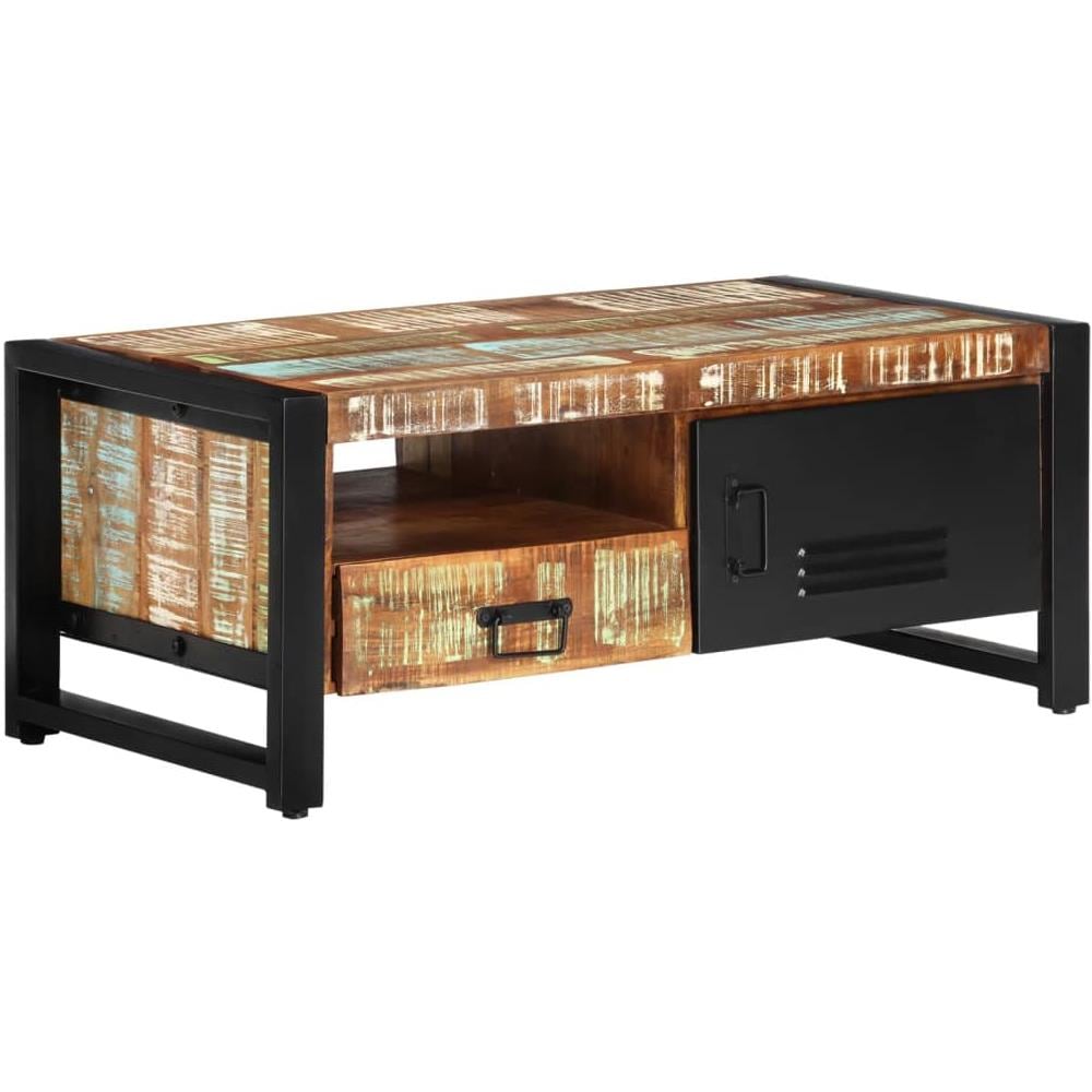 Tavolino Da Salotto 100x50x41 Cm In Legno Massello Di Recupero - Foto 1