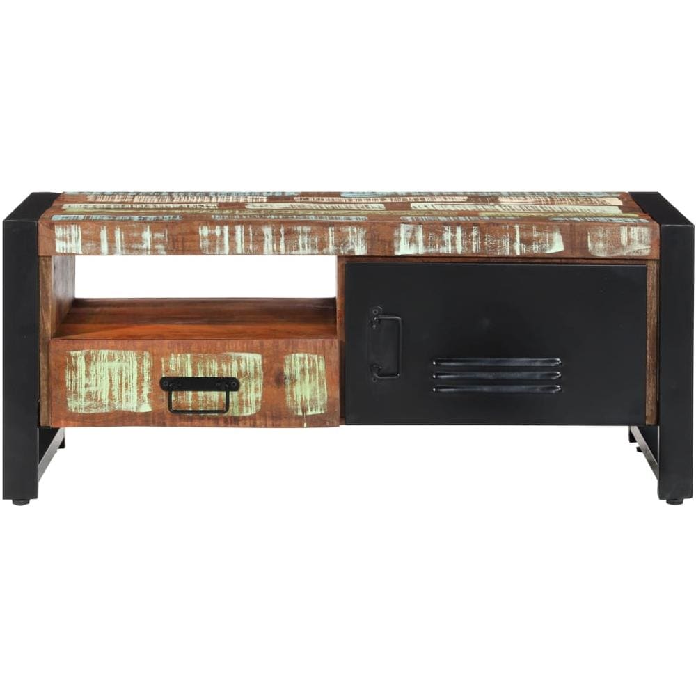 Tavolino Da Salotto 100x50x41 Cm In Legno Massello Di Recupero - Foto 2