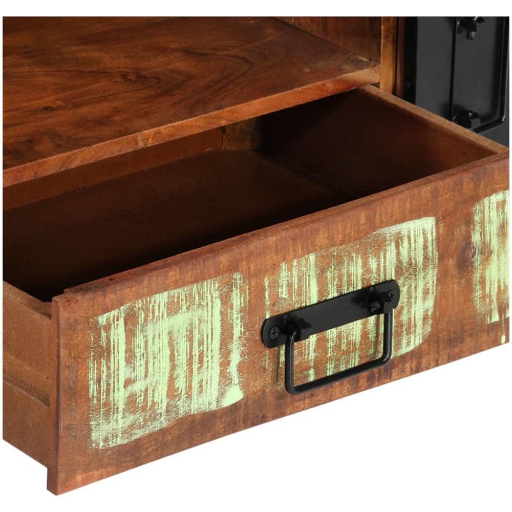Tavolino Da Salotto 100x50x41 Cm In Legno Massello Di Recupero - Foto 8