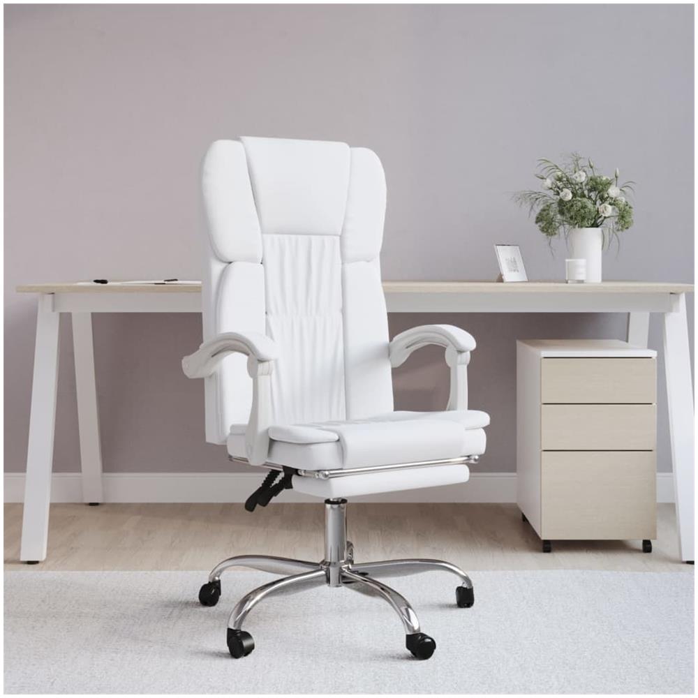 Poltrona Da Ufficio Reclinabile Bianca In Similpelle - Foto 1